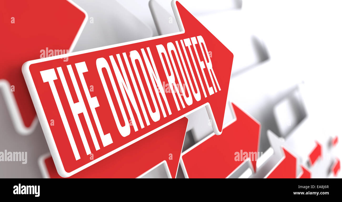 The Onion Router Red Arrows Indicate the Direction on Grey Background