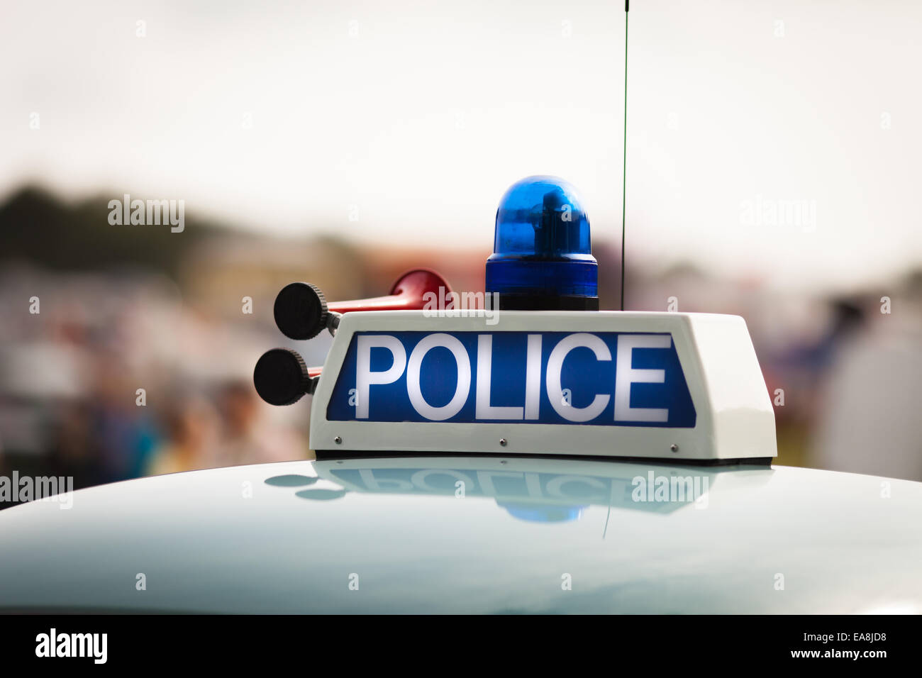 Vintage retro police sign on car roof with light and horn Stock Photo -  Alamy