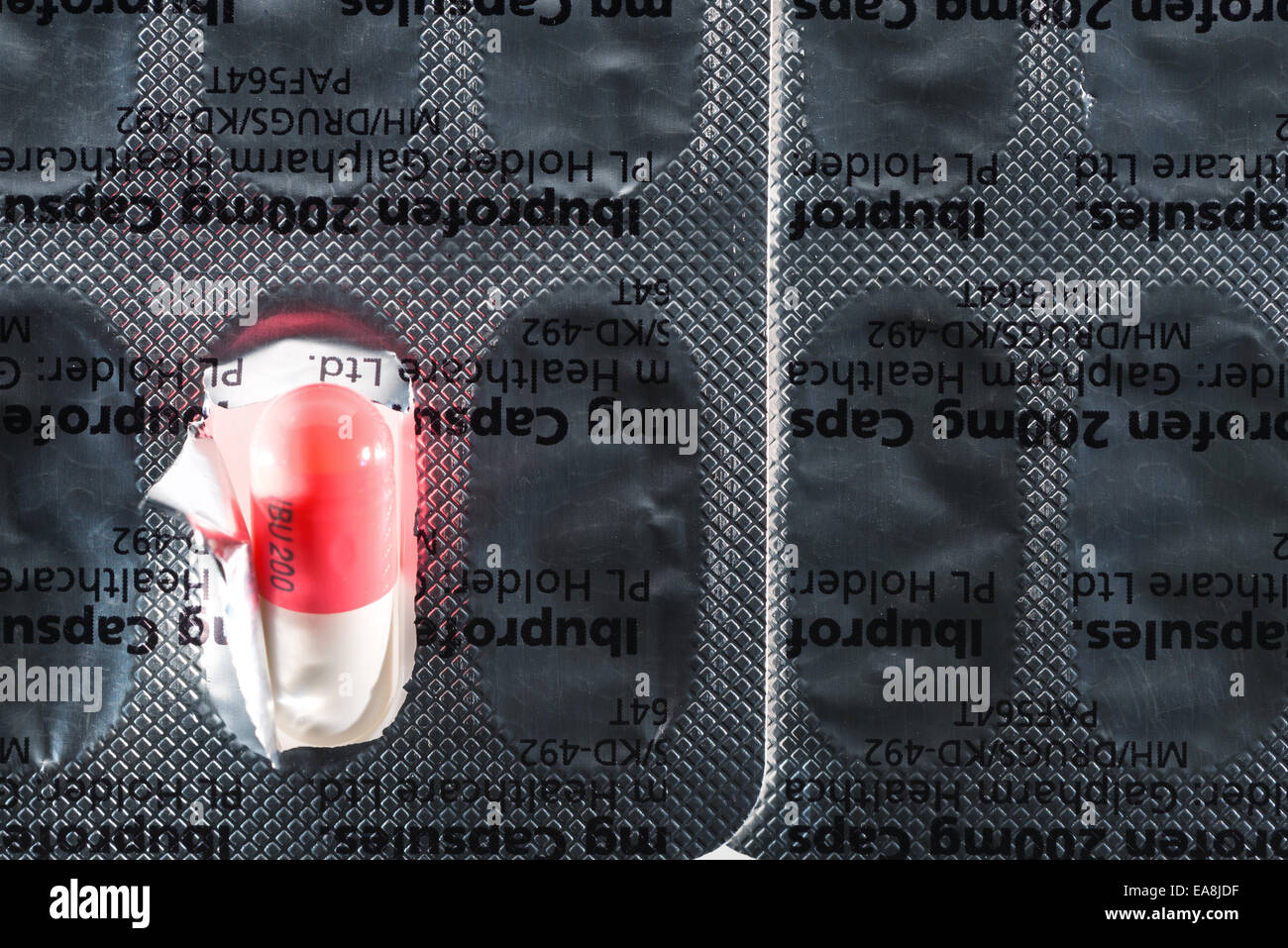 Pain relief drug capsule and blister package to protect and ensure sell