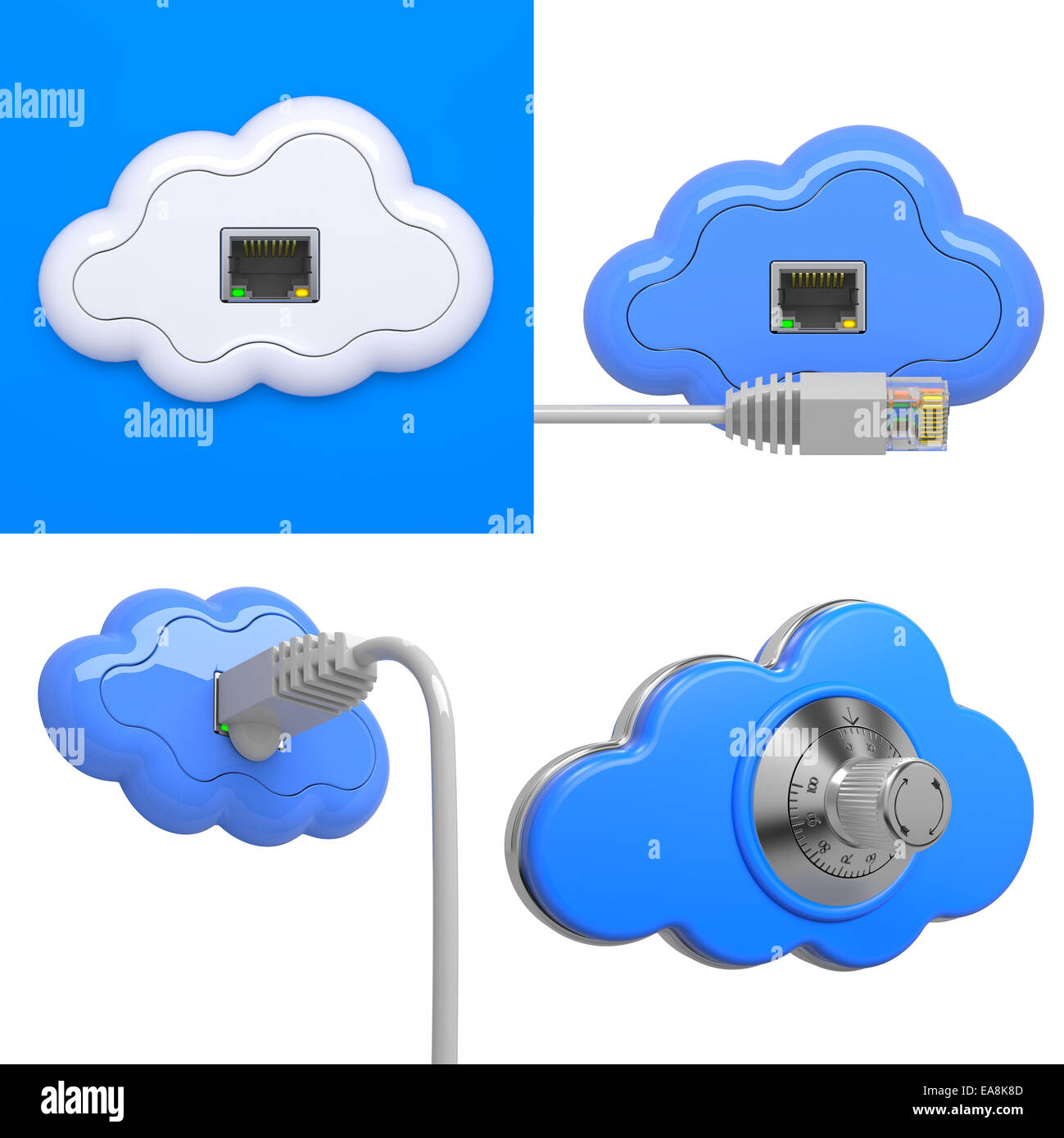 Cloud Computing Concepts - Set of 3D Illustrations. Stock Photo