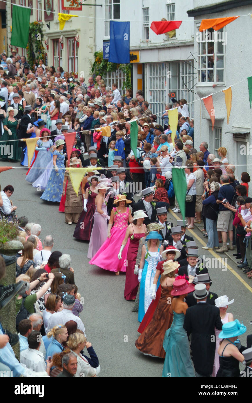 The Principal Dance going down Church Street on Flora Day Helston Kerrier South West Cornwall South West England UK Stock Photo