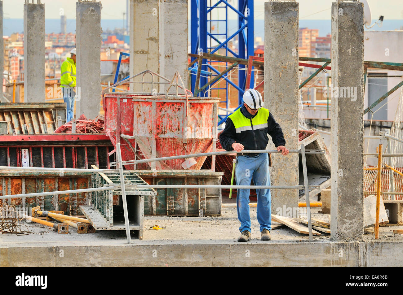 BARCELONA JANUARY 8 Spanish construction worker, construct a major
