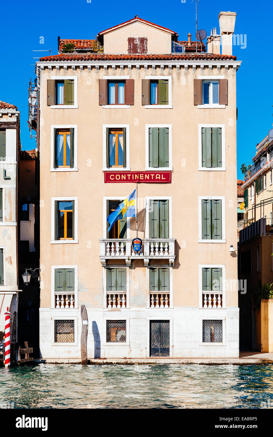 VENICE, ITALY - 26 OCTOBER 2014: Hotel Continental, part of the building. Venice, Italy Stock Photo
