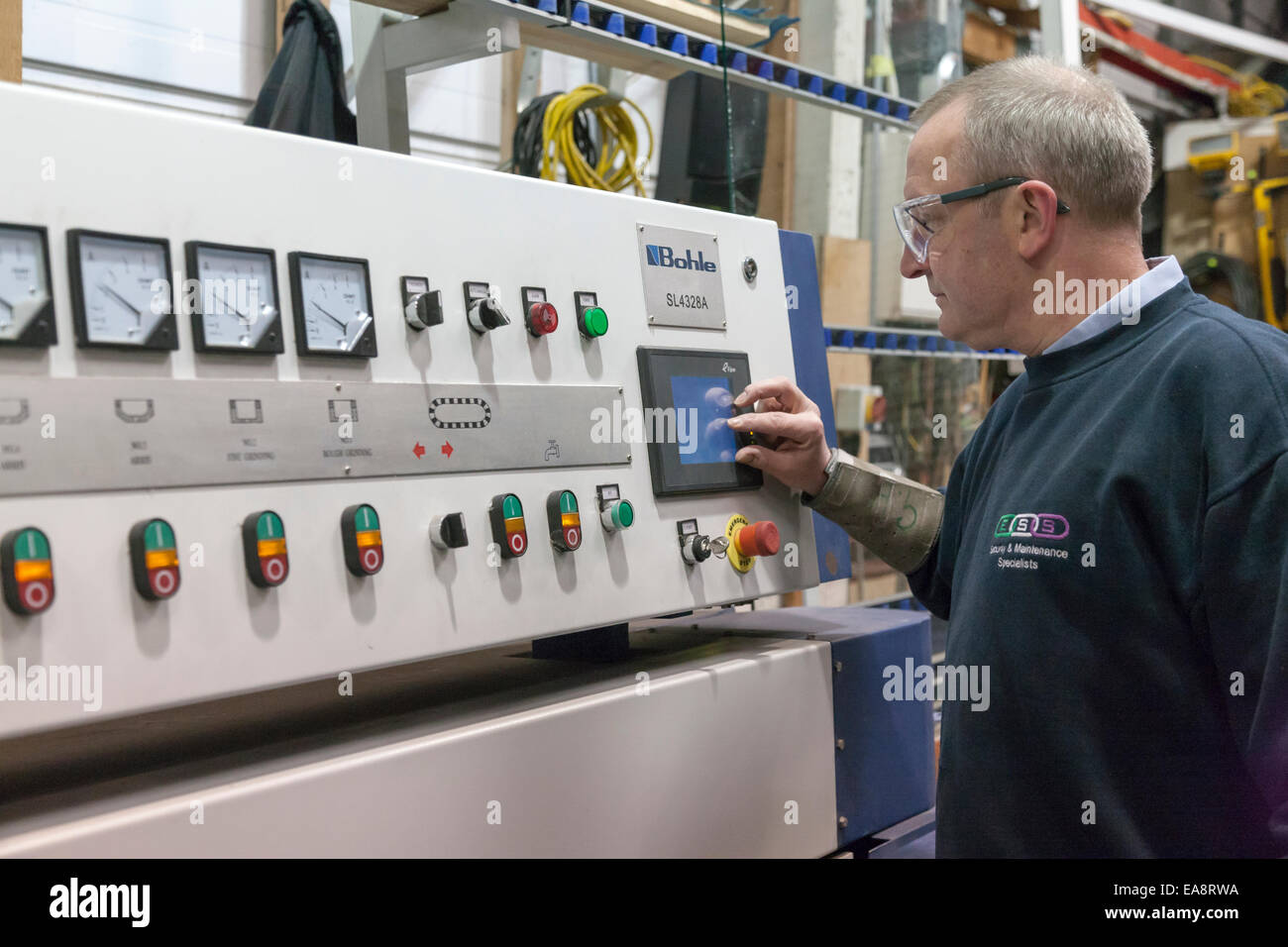 A Bohle glass grinding and milling machine used to smooth the edges of large panes of glass