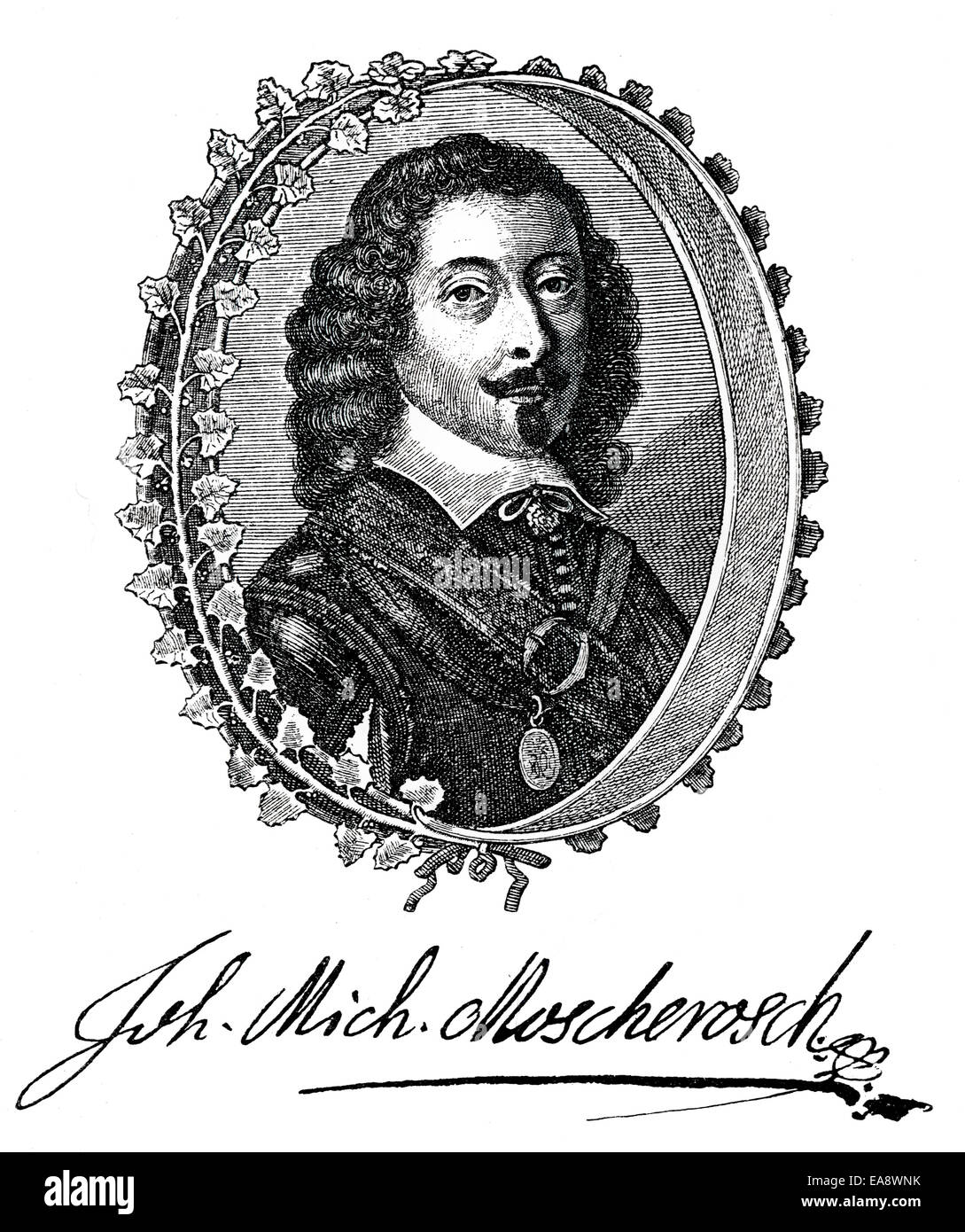 Johann Michael Moscherosch, 1601 - 1669, a German statesman, satirist and teacher of the baroque period, Johann Michael Moschero Stock Photo