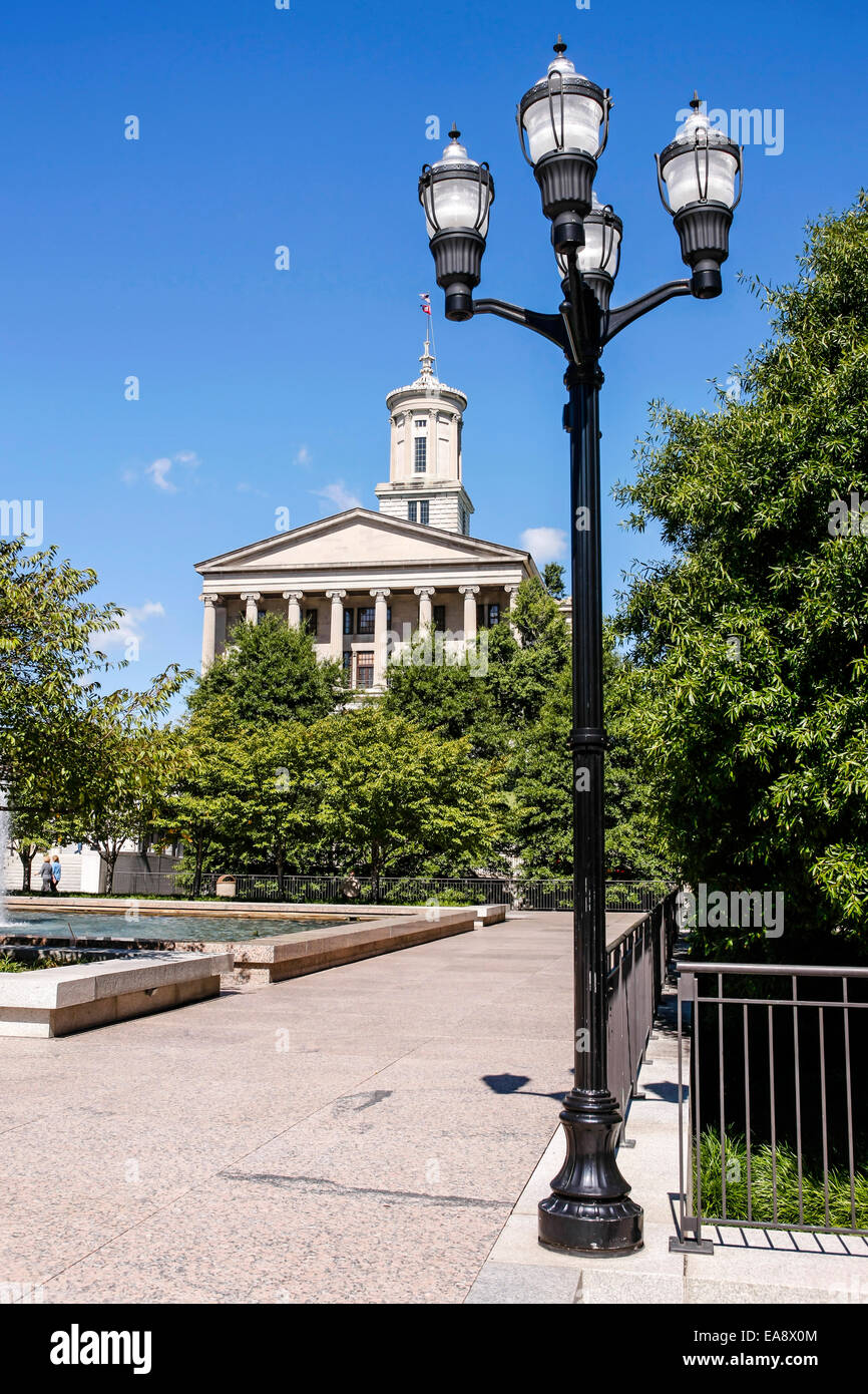 View of the State Capitol building from the Legislative Plaza in NAshville TN Stock Photo