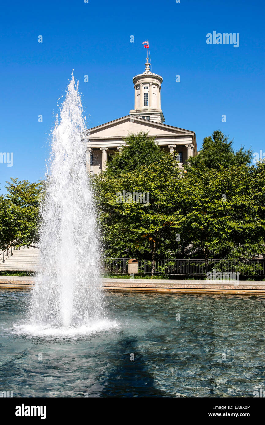 View of the State Capitol building from the Legislative Plaza in NAshville TN Stock Photo