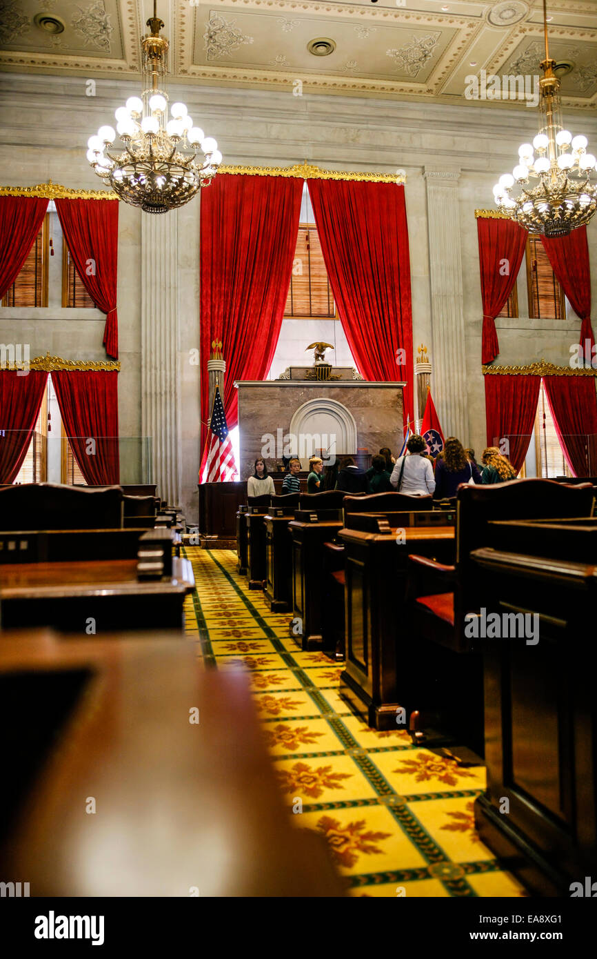 The House of Representatives Chamber inside the Tennessee State Capitol