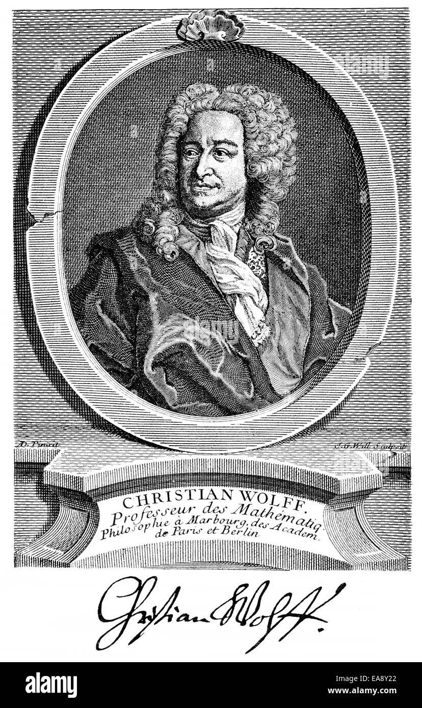 Christian Freiherr von Wolff or Chrétien Wolf, 1679 - 1754, German polymath, lawyer, mathematician and philosopher of the Enligh Stock Photo