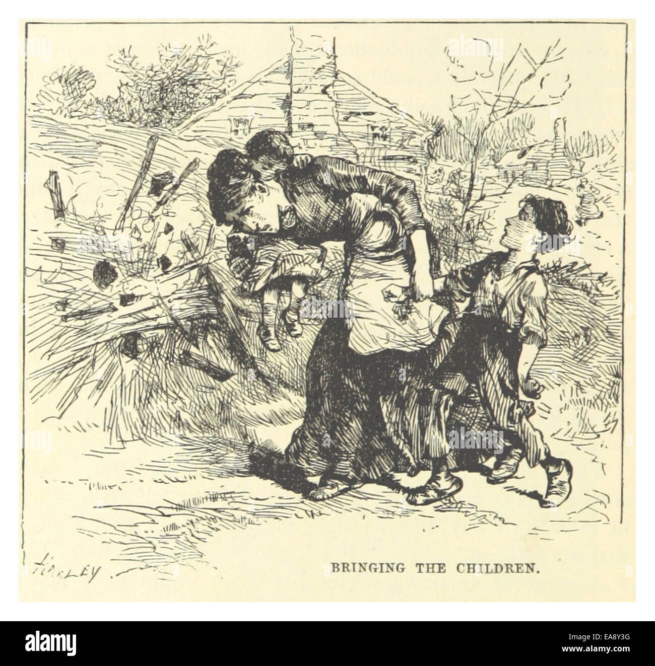 MARK TWAIN(1883) p387 - BRINGING THE CHILDREN Stock Photo