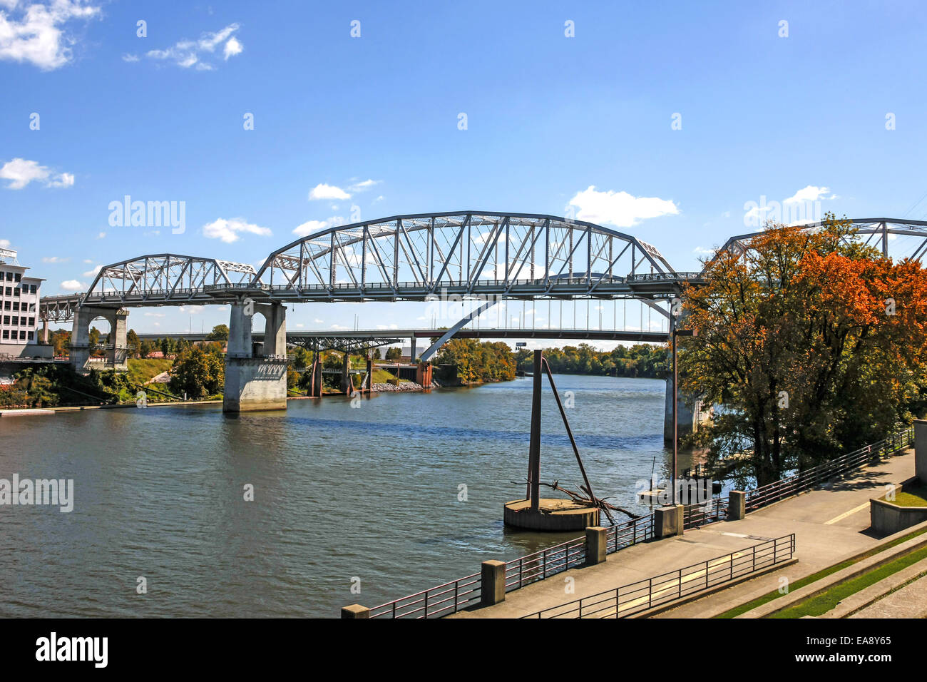 The Shelby Ave Pedestrian Bridge over the Cumberland River in Nashville