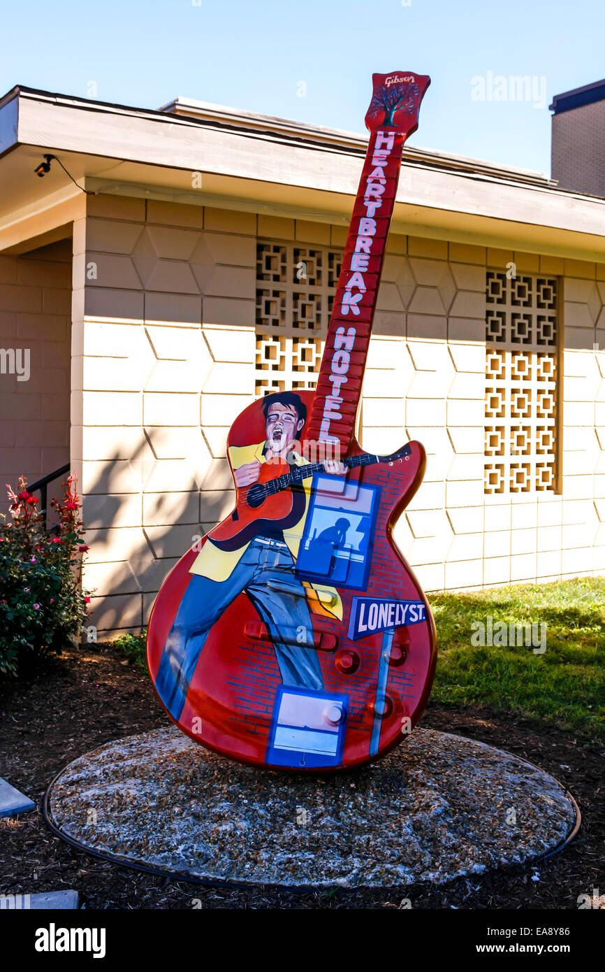 Guitar shaped sculptures outside the RCA Studio B building on Music Row in Nashville TN Stock Photo