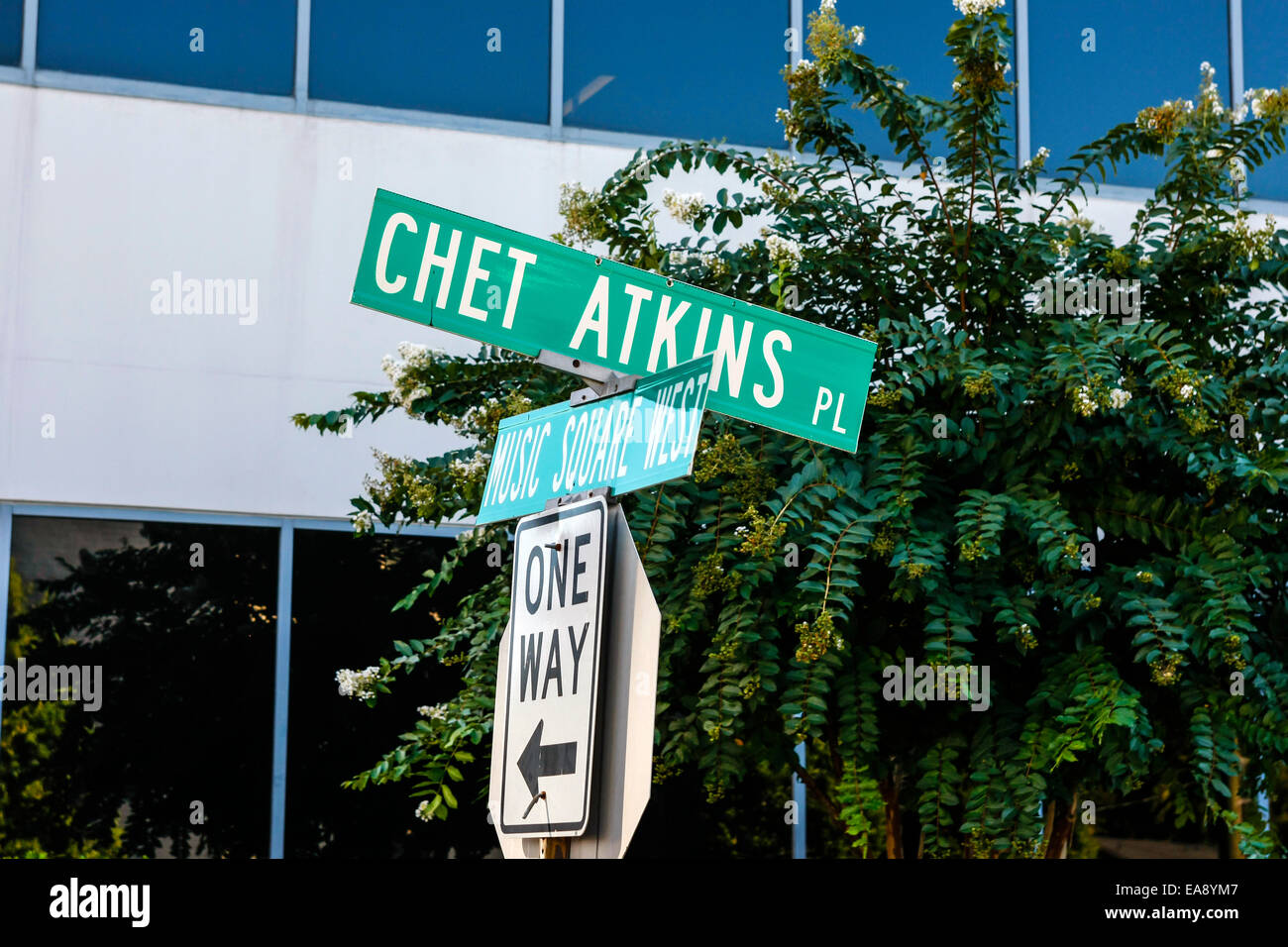 Chet Atkins Place signpost on Music Row in Nashville Tennessee Stock Photo