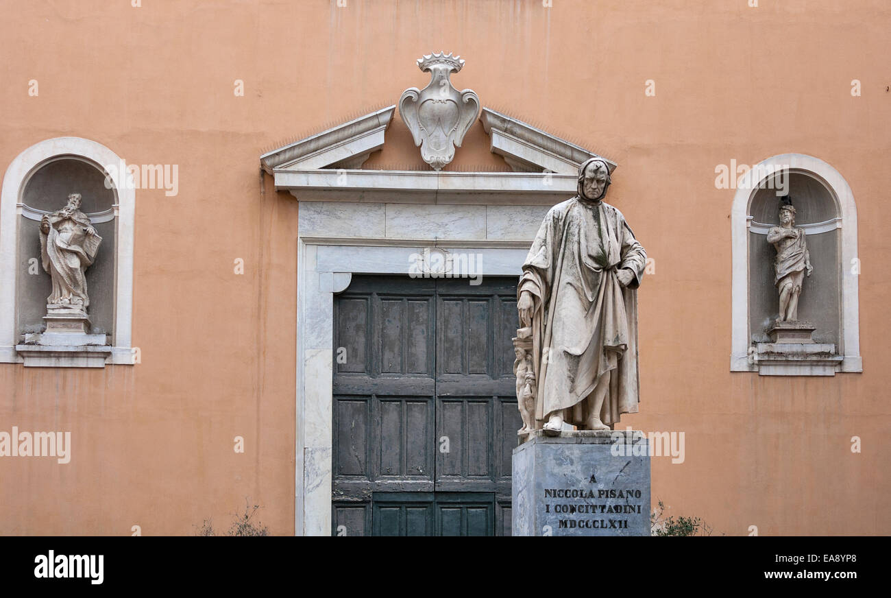 Nicola Pisano statue in Pisa, Tuscany, Italy. He was an Italian