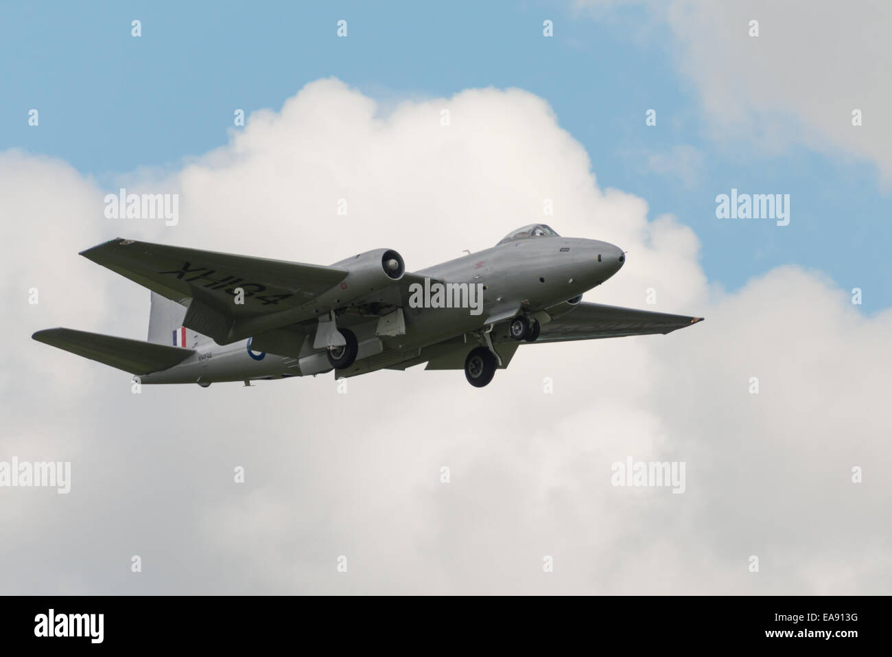 Cosford, UK - 8 June 2014: MidAir Squadron's  English Electric Canberra, displaying at the RAF Cosford Airshow. Stock Photo