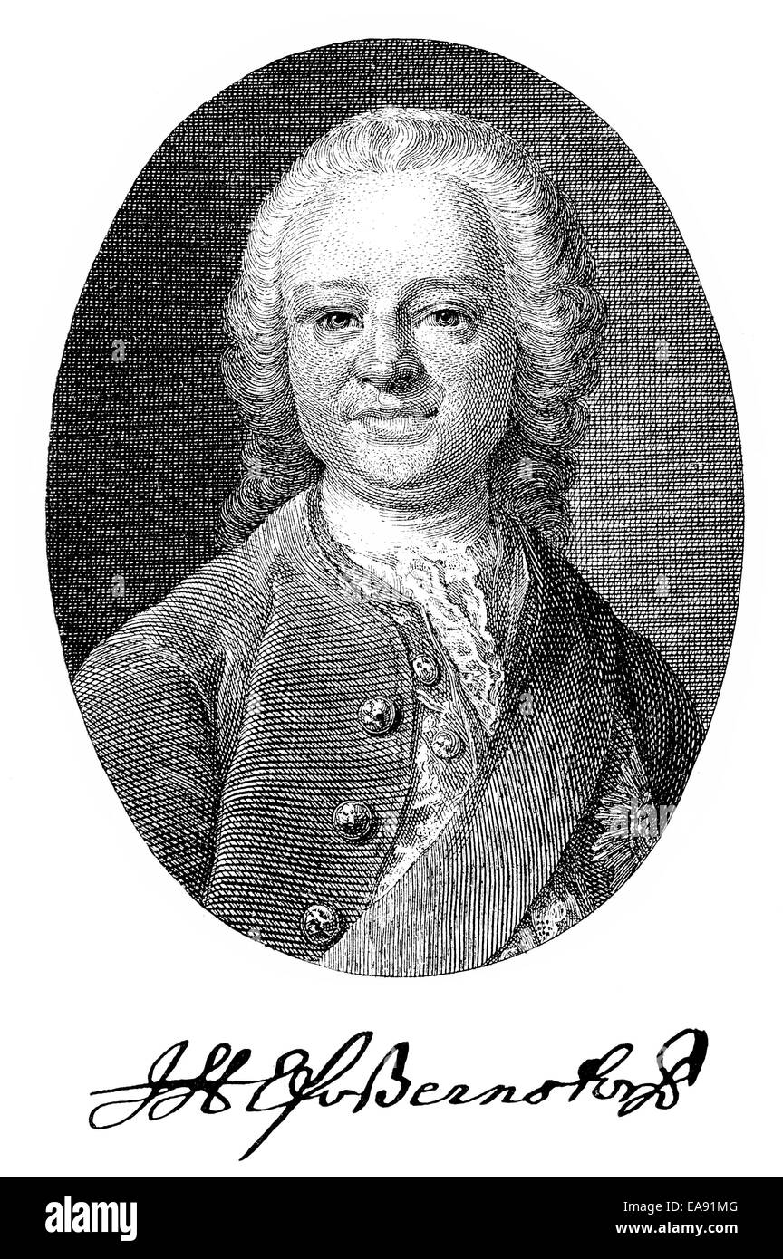 Count Johann Hartwig Ernst von Bernstorff, 1712 - 1772, a German diplomat and Danish minister of state, Portait von Johann Hartw Stock Photo