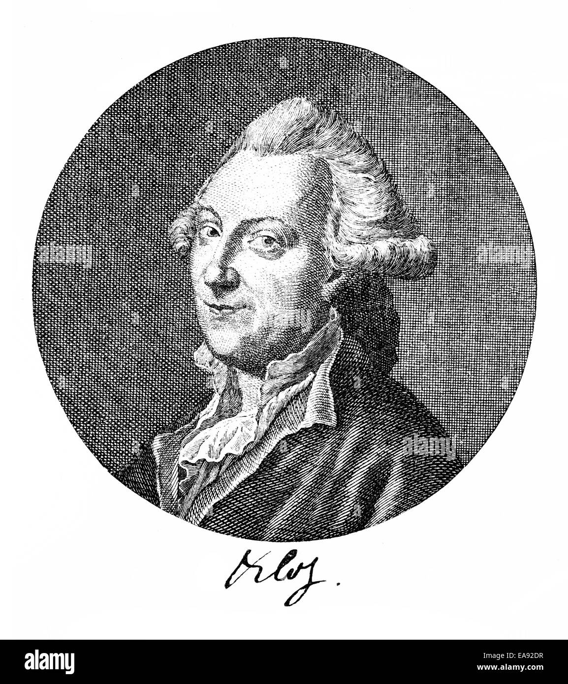 Christian Adolph Klotz, 1738 - 1771, a German philologist, Portait von Christian Adolph Klotz (1738 - 1771), ein deutscher Philo Stock Photo