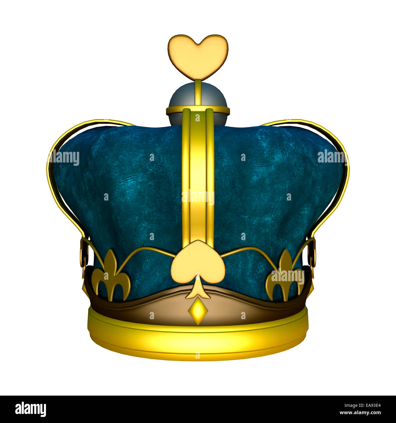 3D digital render of a golden kings crown isolated on white background Stock Photo