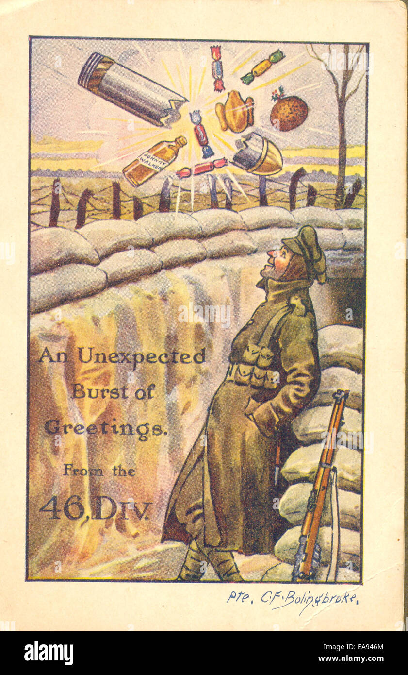World War One Christmas greeting card Stock Photo