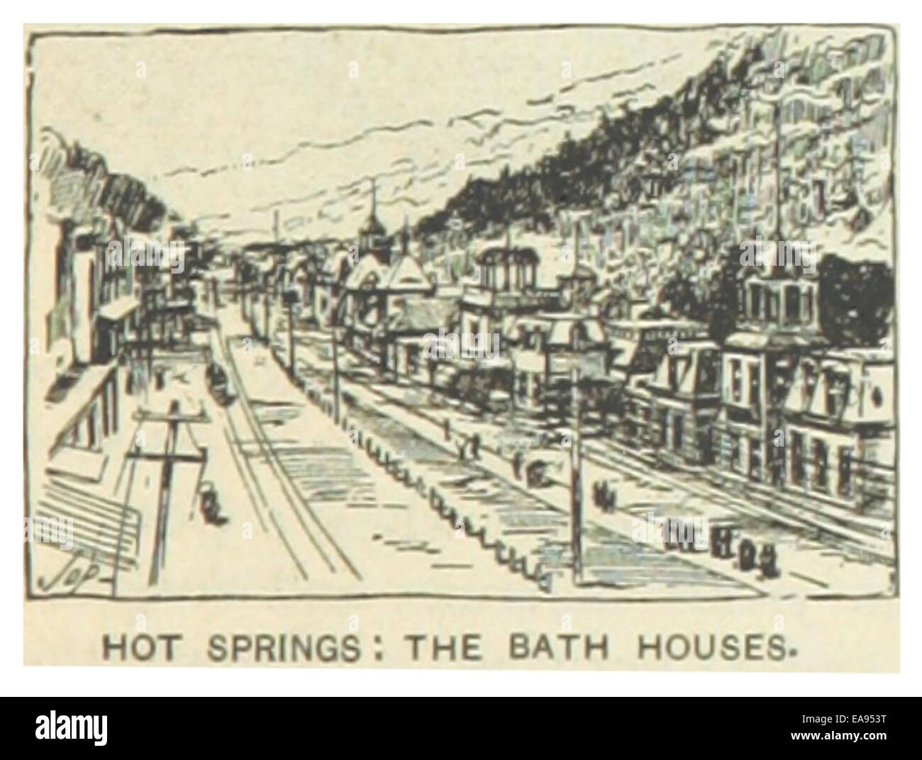 US-AR(1891) p065 HOT SPRINGS, THE BATH HOUSES Stock Photo - Alamy