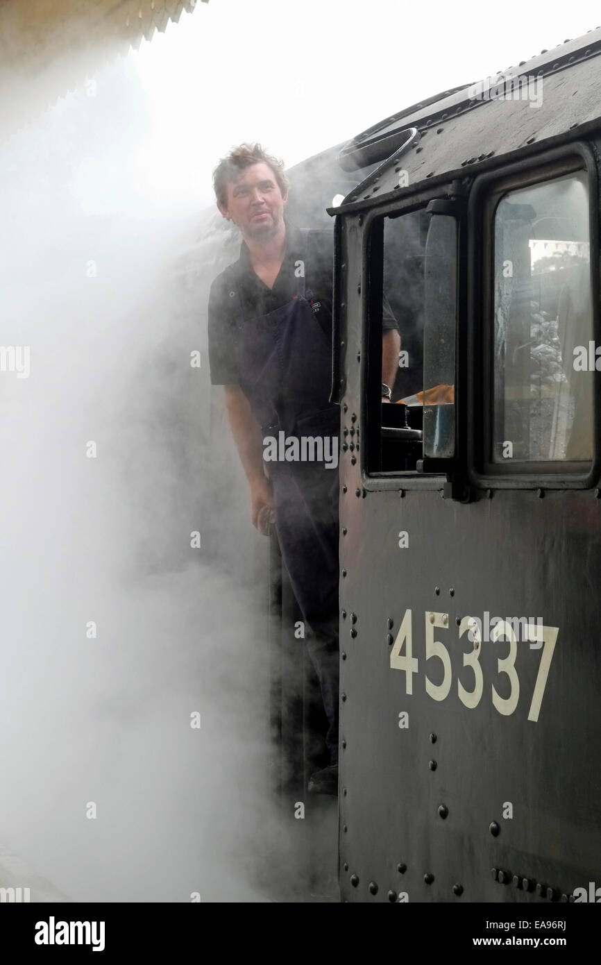 A steam driver. Llangollen railway station, Denbighshire