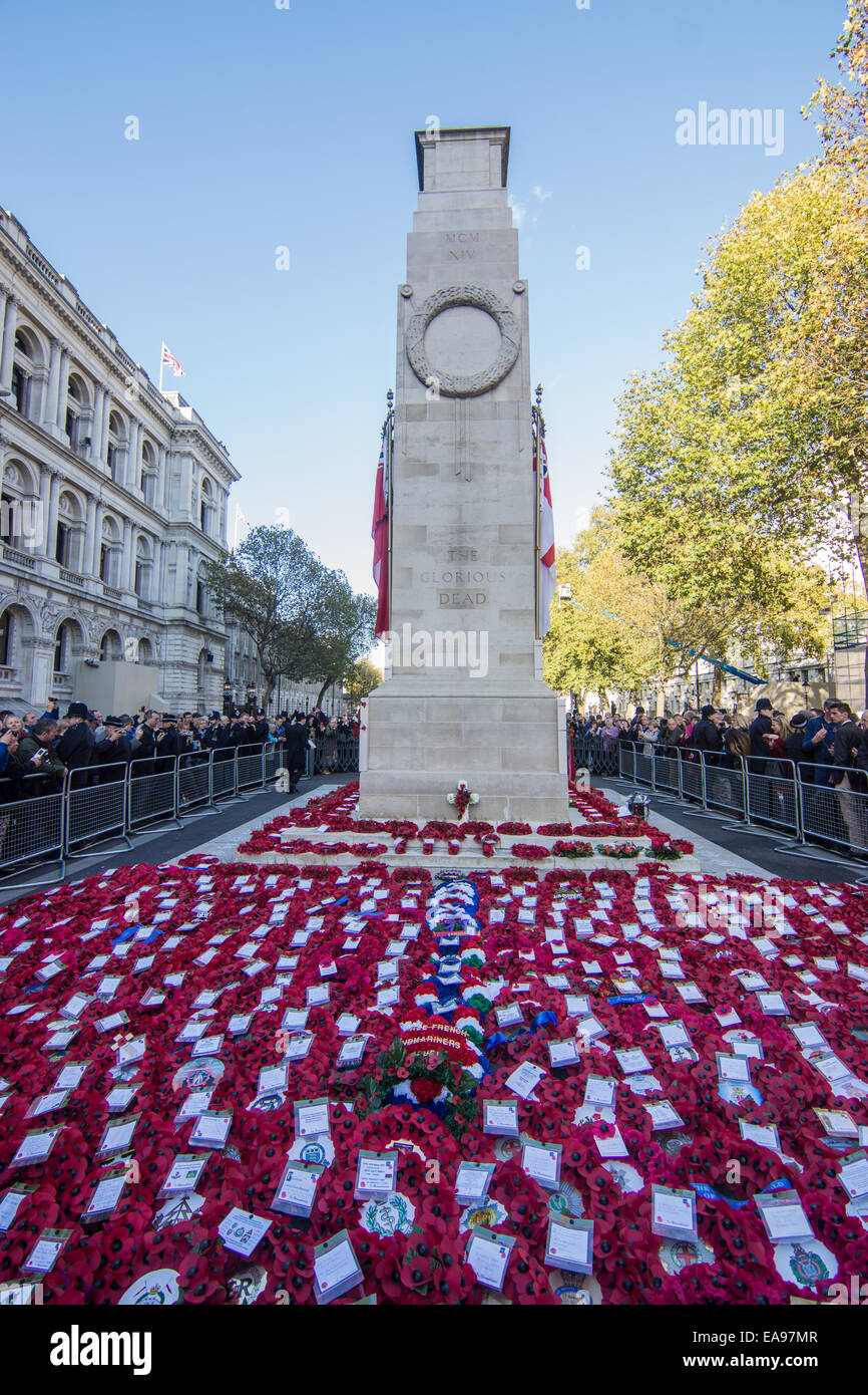 London, UK. 09th Nov, 2014. cenotaph,  Whitehall. Stock Photo