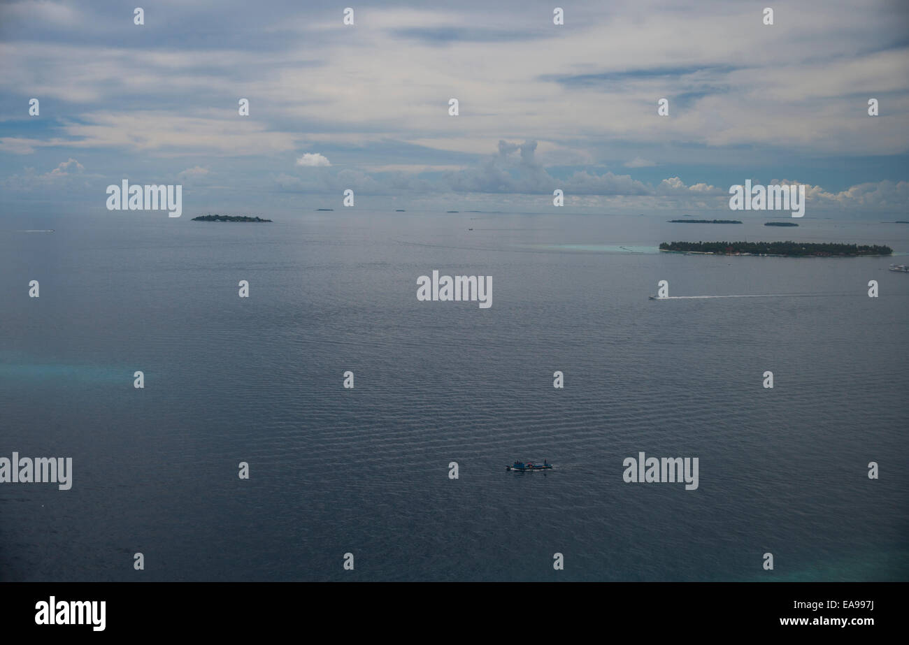 view of Maldives from the air Stock Photo