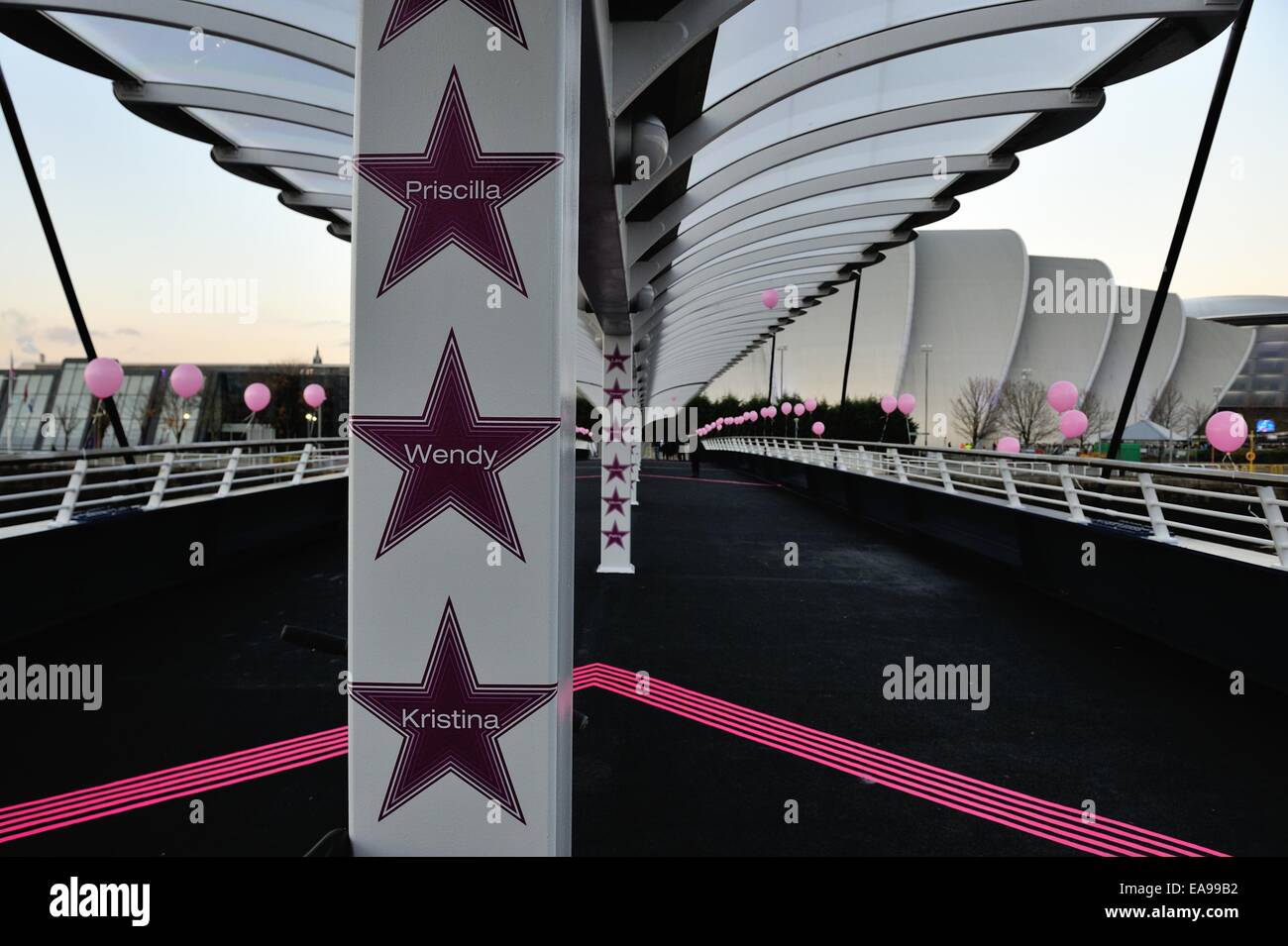 Glasgow, UK. 09th Nov, 2014. Bells Bridge leading to the SECC and Hydro ...