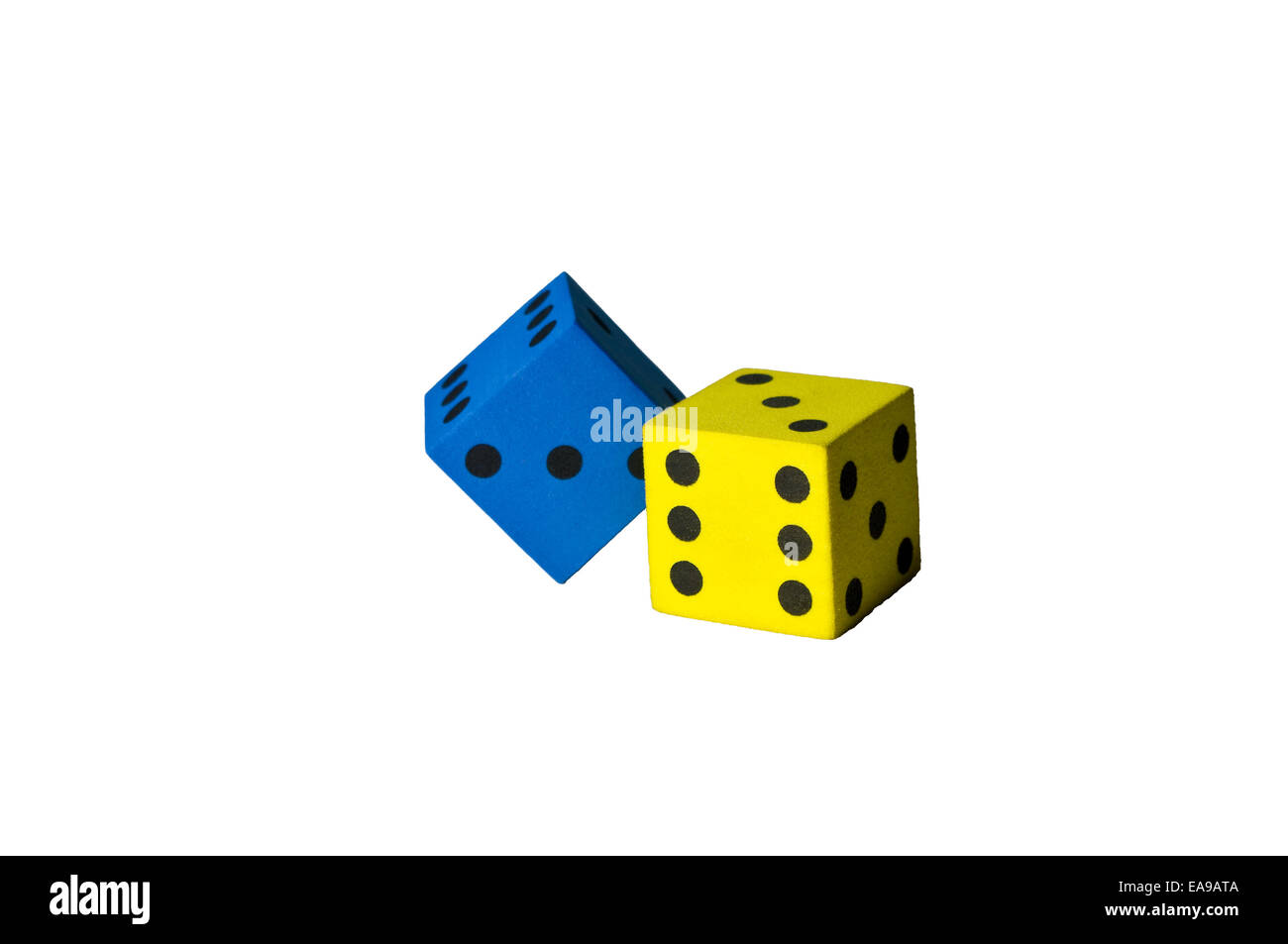Cutout of blue and yellow foam dice Stock Photo Alamy
