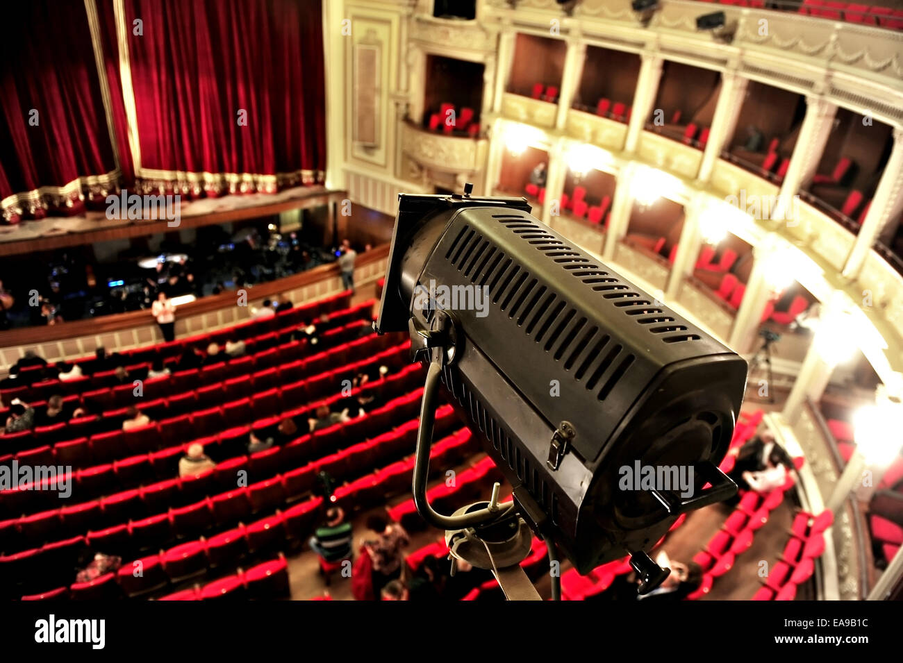 Close up with a big spotlight in a theater Stock Photo