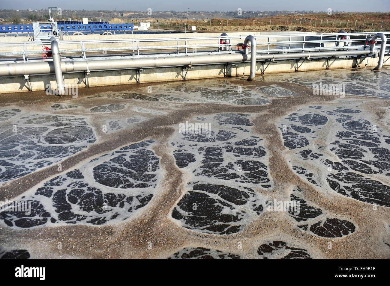 Industrial shot with a modern waste water treatment plant Stock Photo