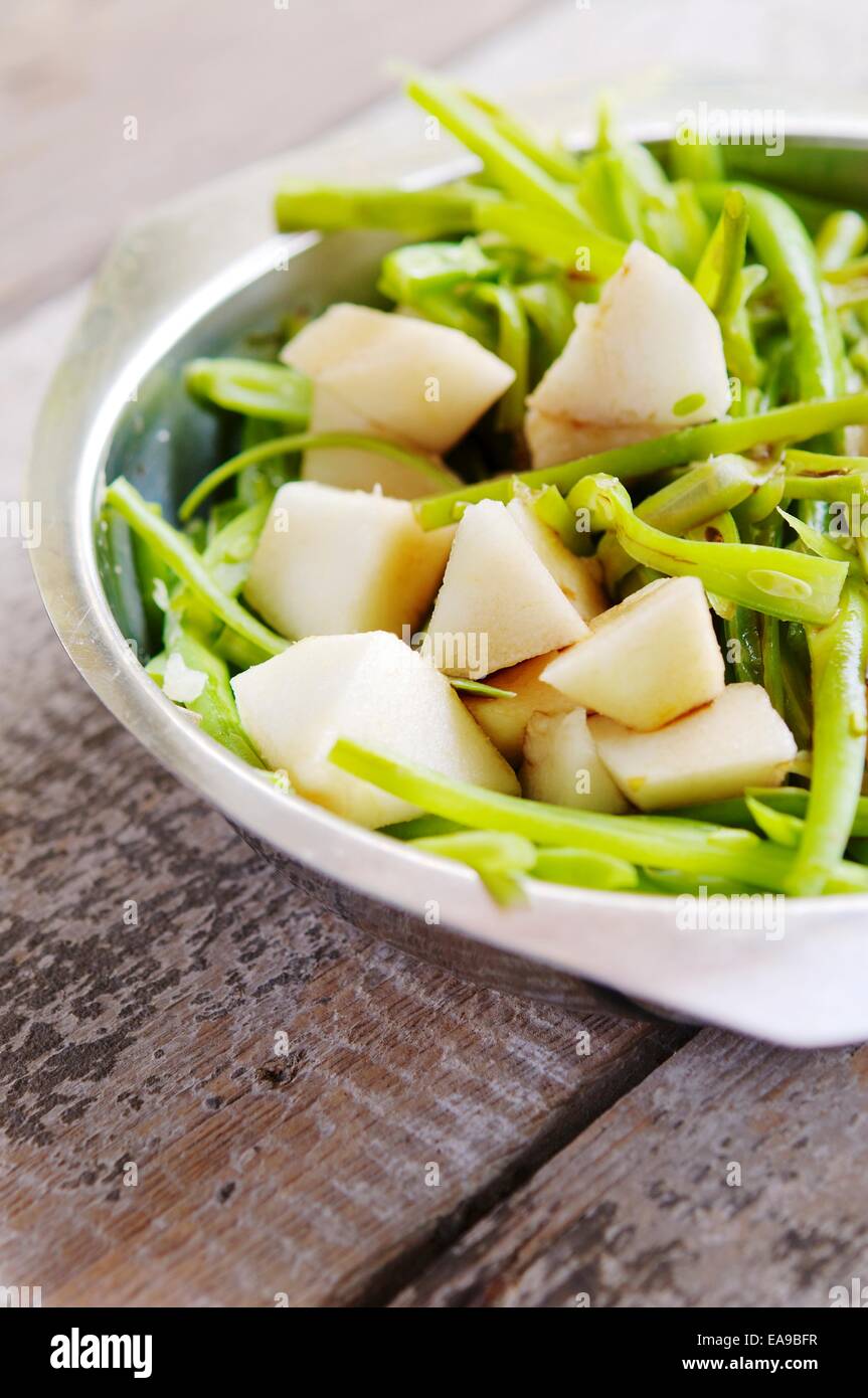 Green beans and pears as side dish or salad. Stock Photo