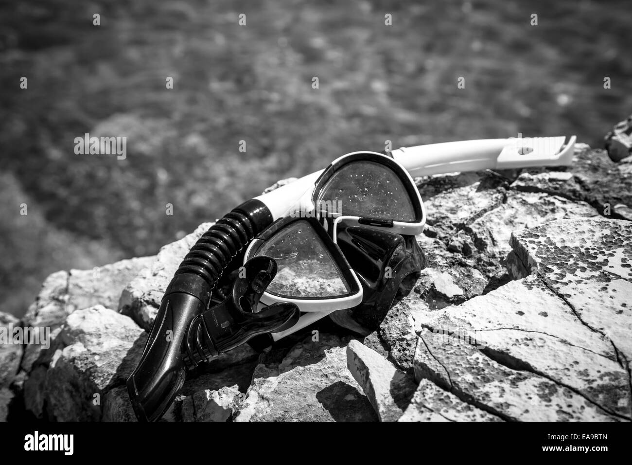 diving goggles on the beach Stock Photo Alamy