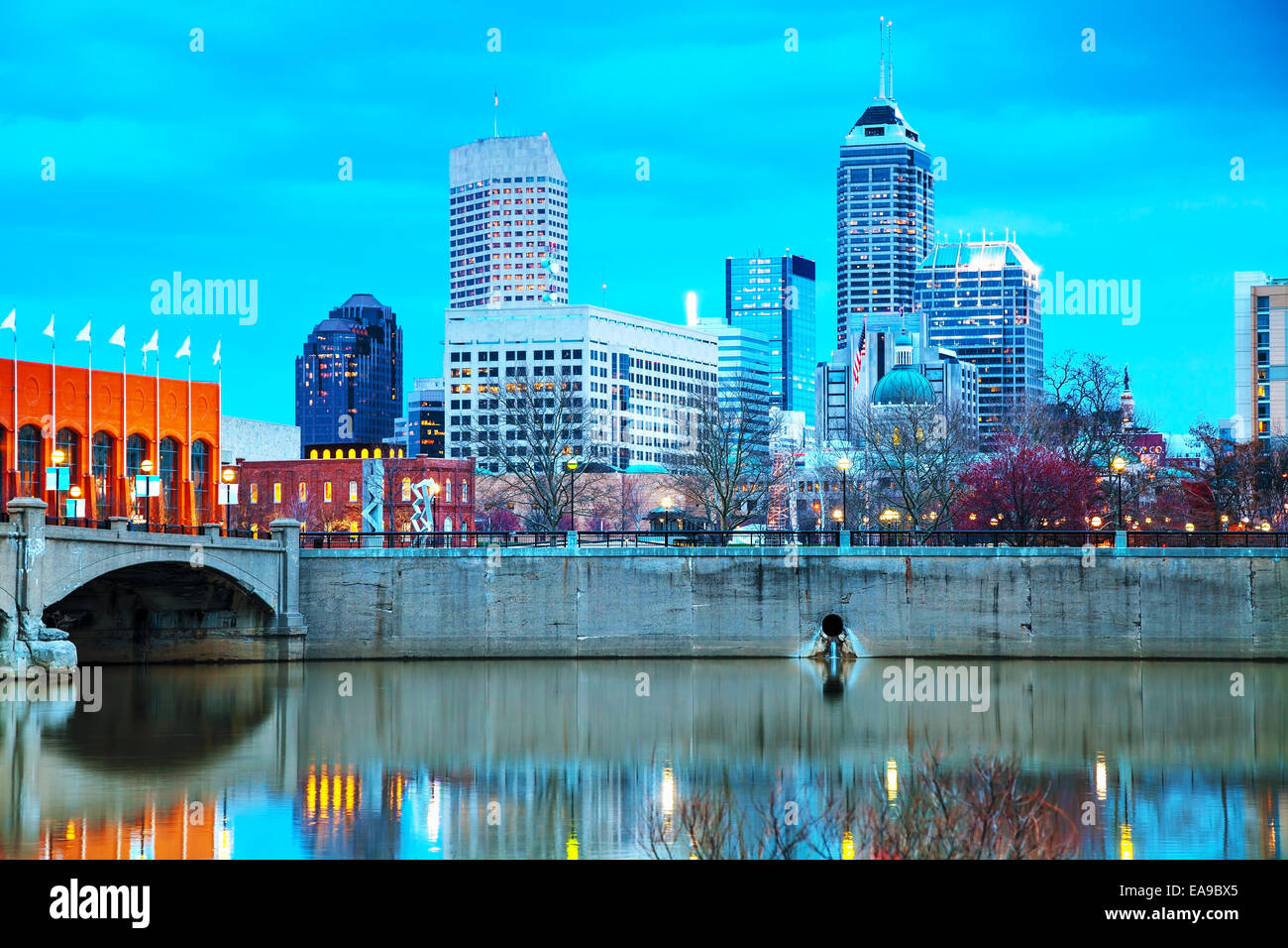 Downtown of Indianapolis at the night time Stock Photo Alamy