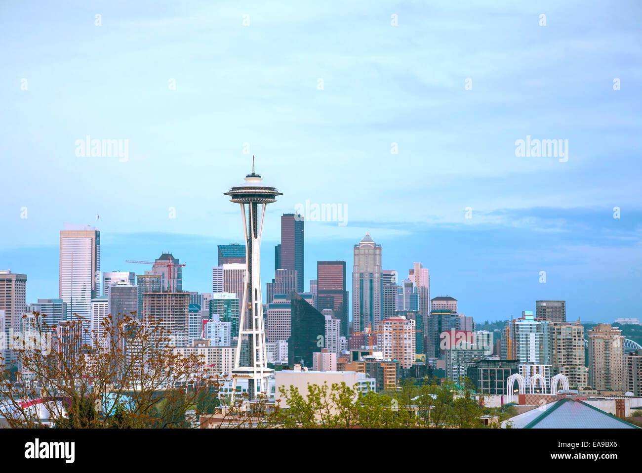 Downtown Seattle as seen from the Kerry park in the evening Stock Photo
