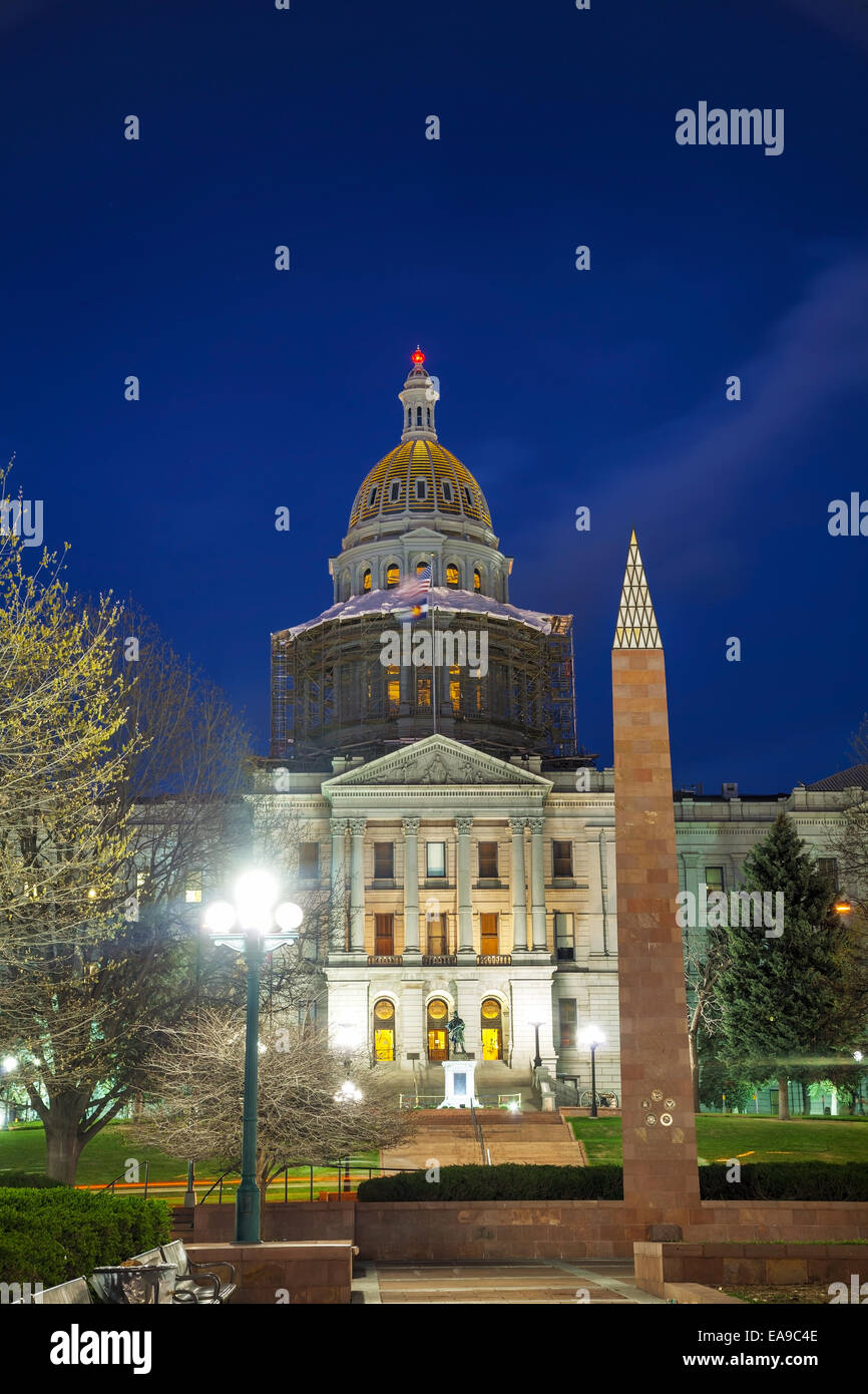 Colorado state capitol building in Denver in the night time Stock Photo