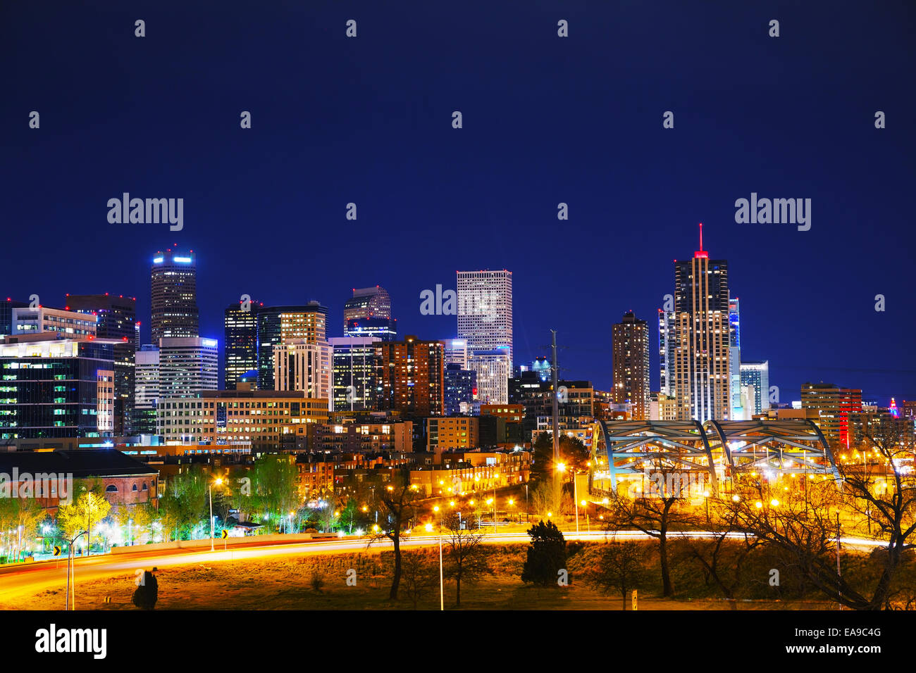 Downtown Denver, Colorado at the night time Stock Photo 75195136 Alamy