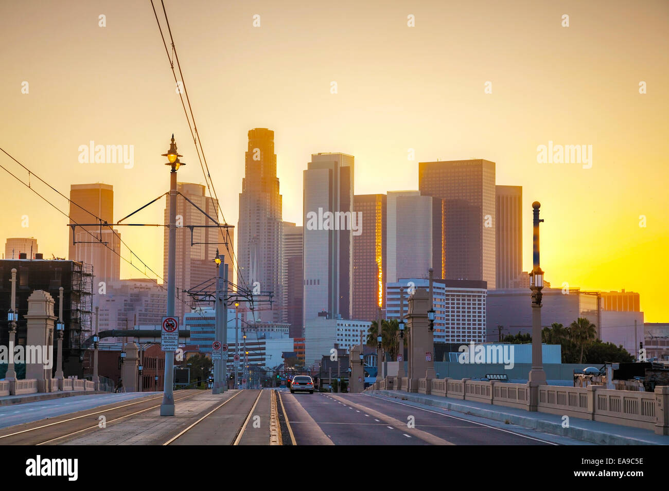 Los Angeles cityscape at the sunrise Stock Photo