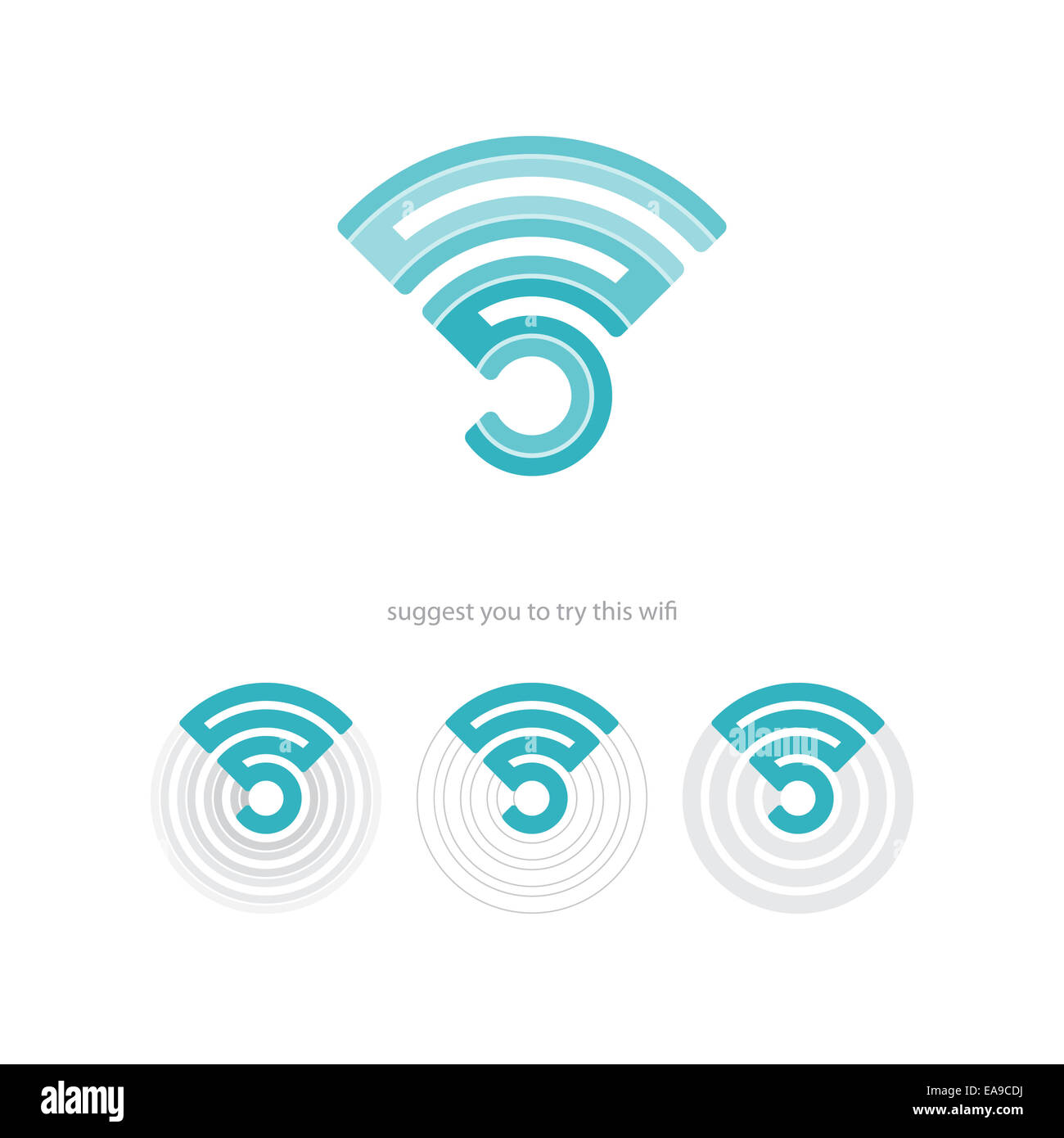 set of wifi connection icons and radio waves. vector web design Stock Photo