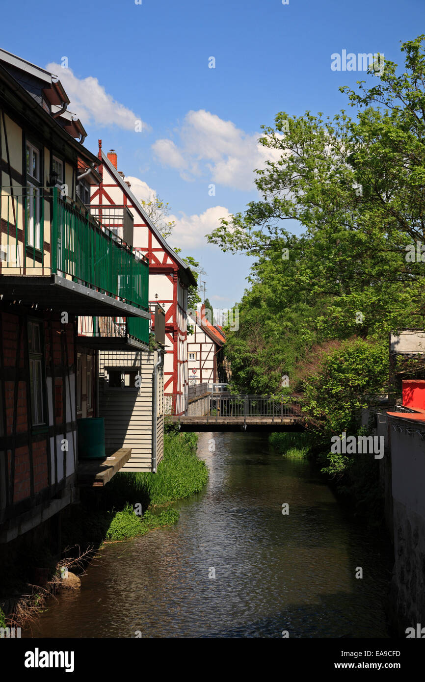 Rivert Jeetze in the old town of Salzwedel, Altmark, Sachsen Anhalt, Germany, Europe Stock Photo