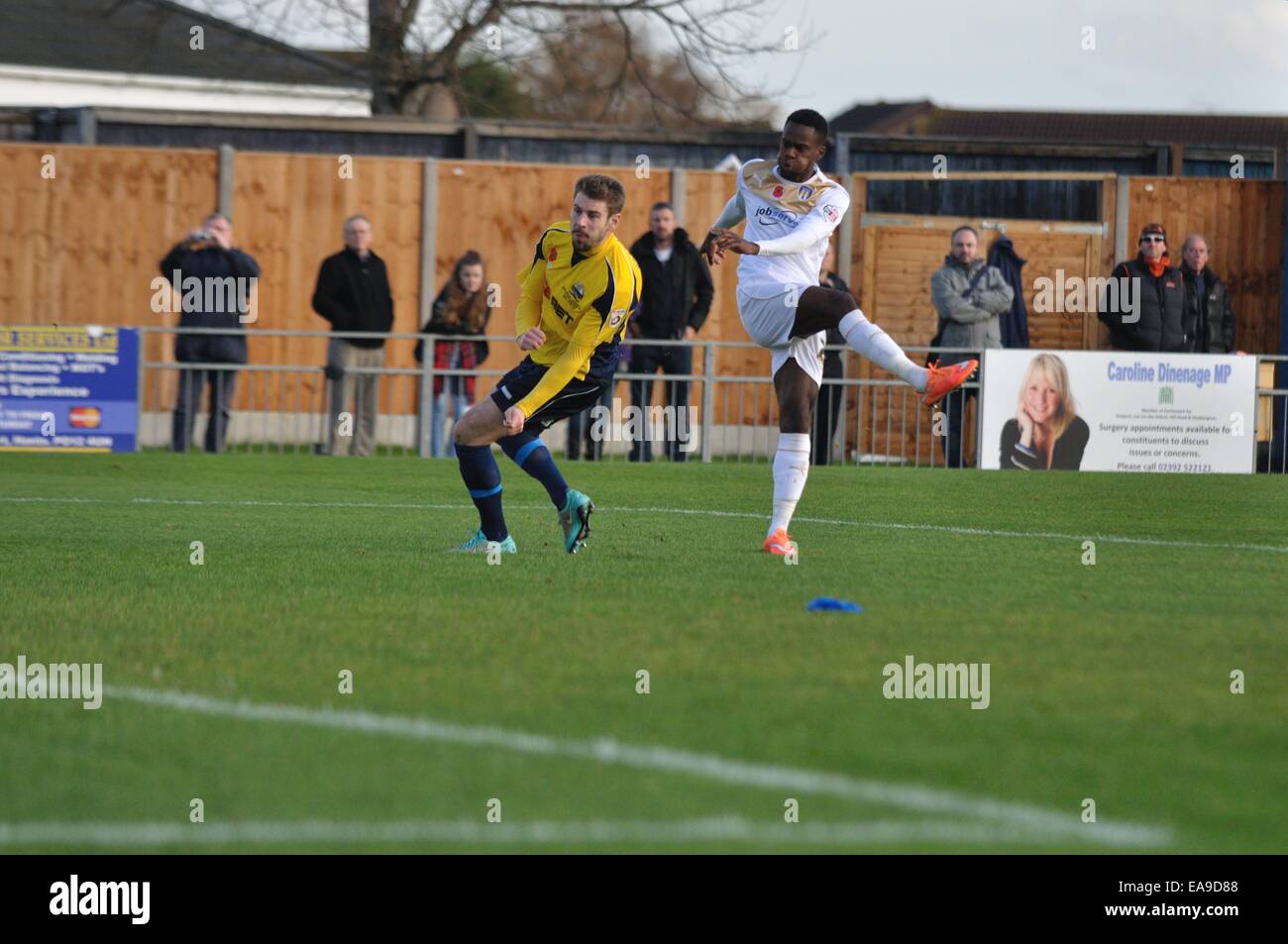 Gosport, Hampshire, UK. 09th Nov, 2014. Gosport Borough v Colchester United, FA Cup First Round, 9th November 2014. Privett Park, Gosport, Hampshire, United Kingdom, Credit:  Flashspix/Alamy Live News Stock Photo