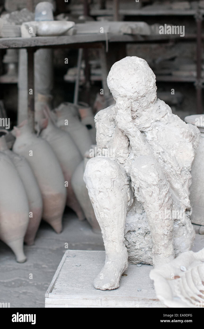 Historic man encased in ash at Pompei Stock Photo