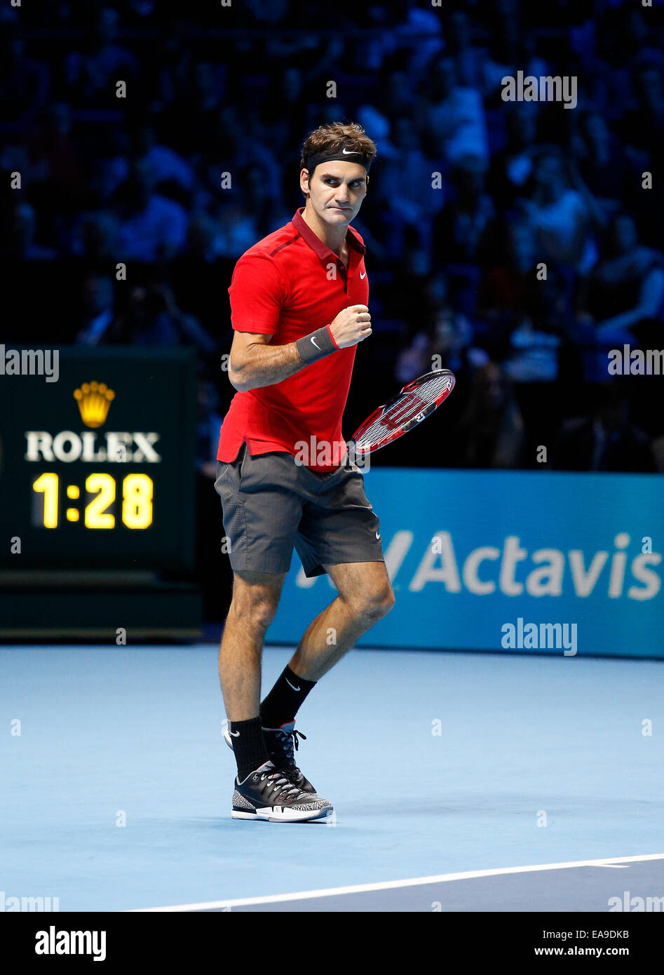 London, UK. 09th Nov, 2014. Roger Federer (SUI) in action