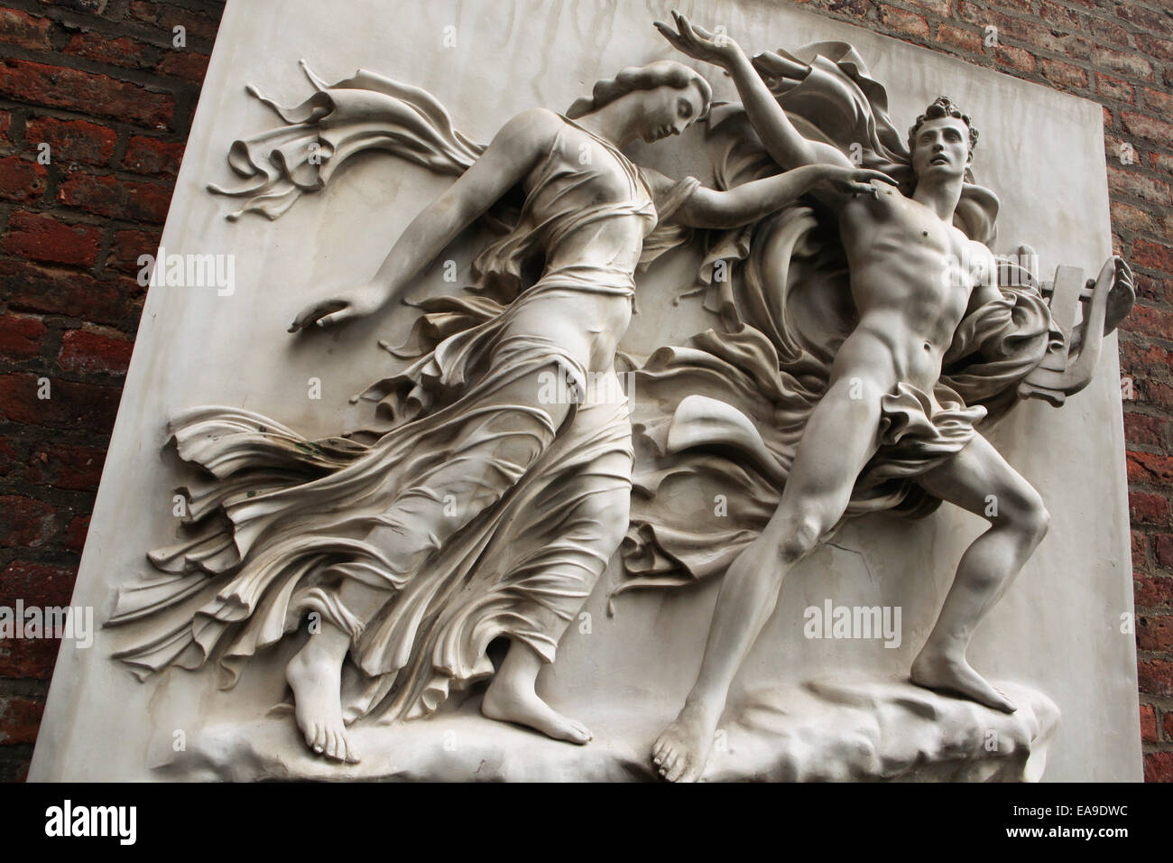 Orpheus and Eurydice (1944). Marble relief by German sculptor Arno Breker. Museum Arno Breker, Schloss Nörvenich, Germany. Stock Photo