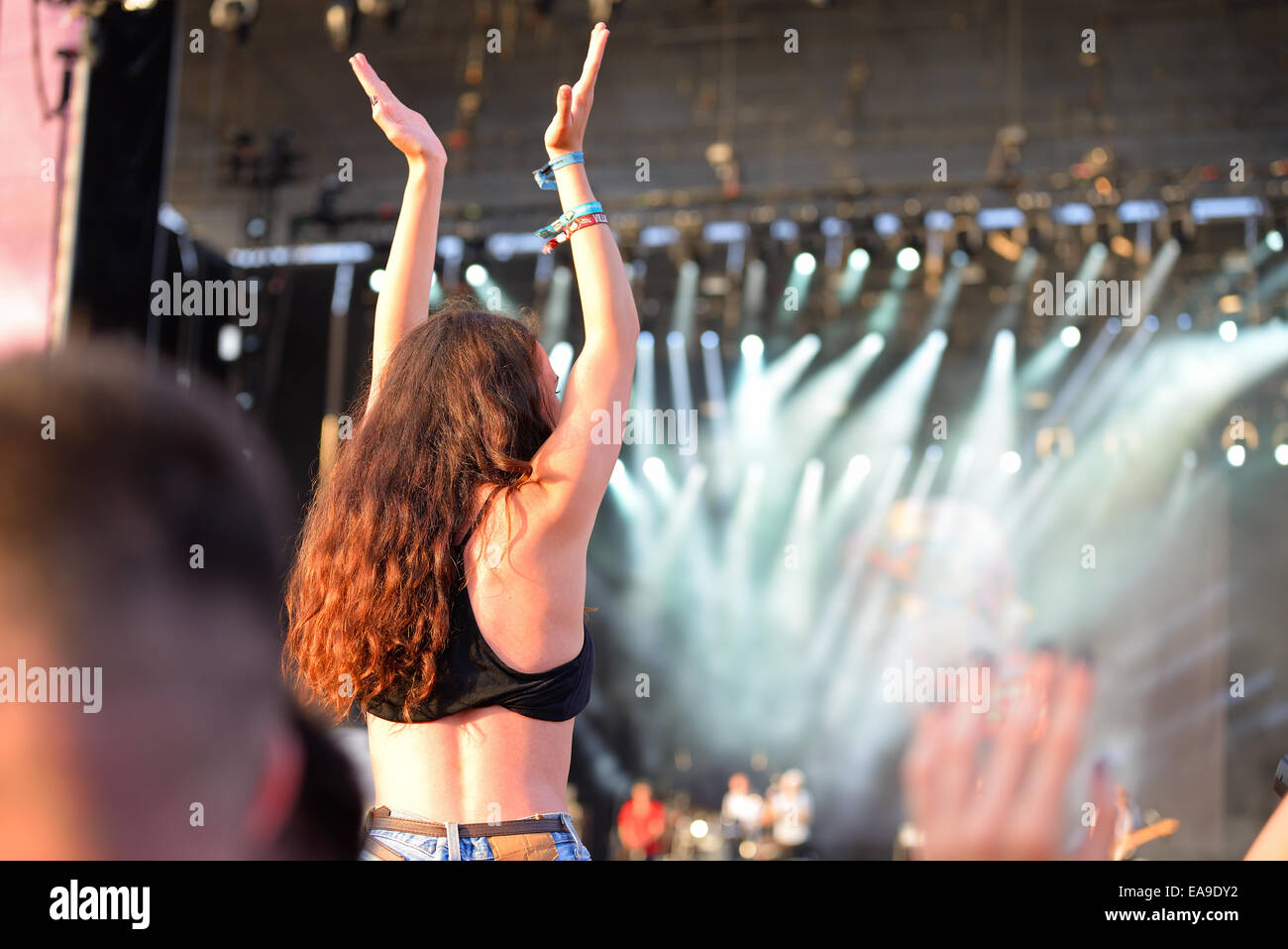 BENICASSIM, SPAIN - JULY 19: Crowd at FIB Festival on July 19, 2014 in Benicassim, Spain. Stock Photo