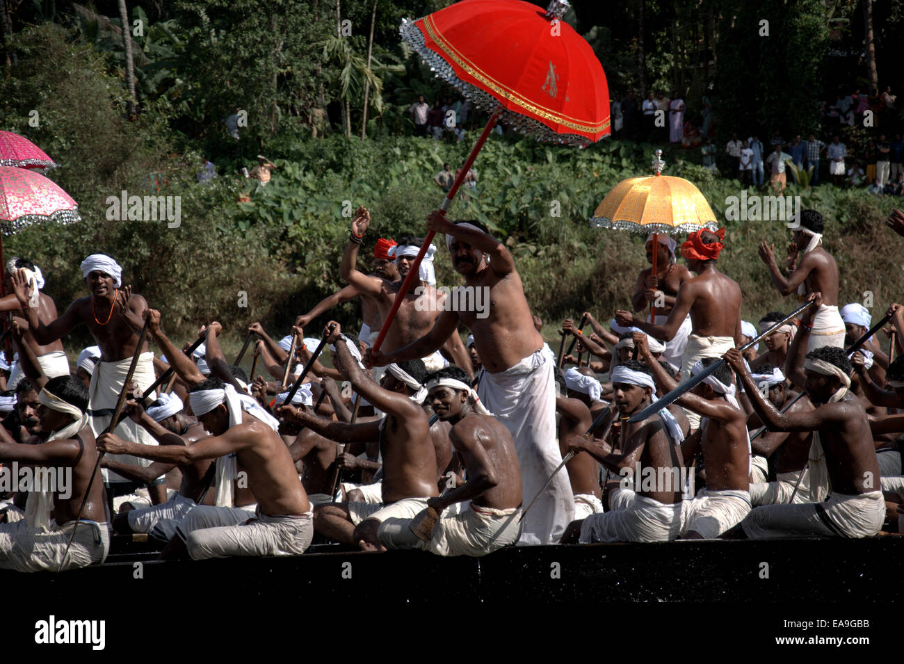 Aranmula Vallamkali (Aranmula Snake Boat Race) festival, held during Onam in the Southwest Indian State of Kerala. Stock Photo