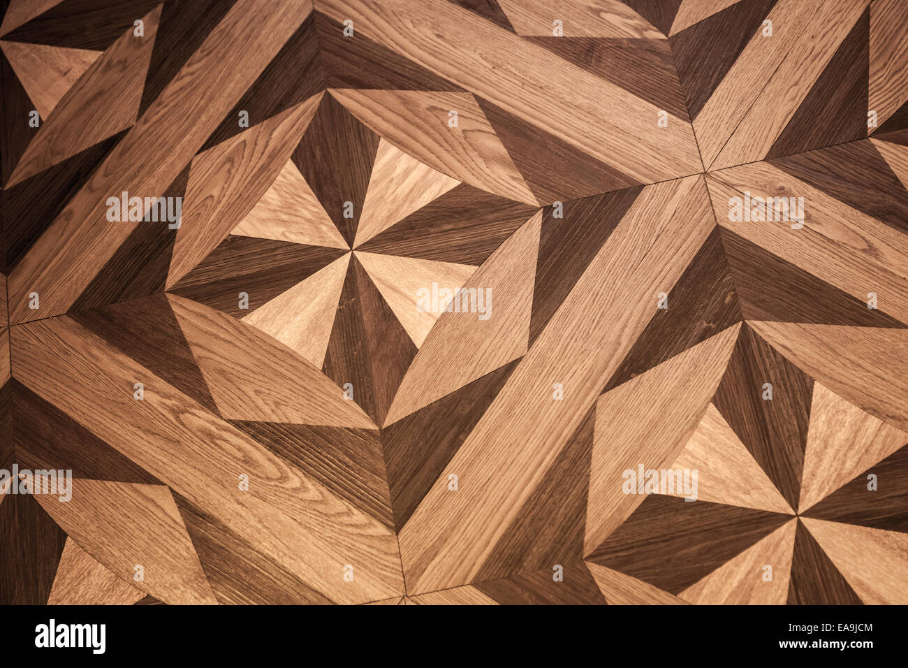 Classical pattern of old brown oak wood parquet Stock Photo