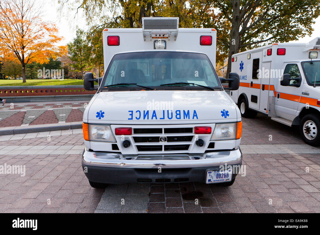 Ambulance front view USA Stock Photo Alamy