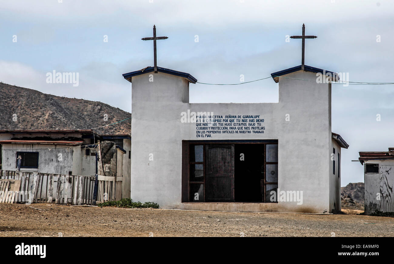 Church of Our Lady of Guadalupe, Isla San Benitos Oeste, a seasonally inhabited island (fishermen) off Baja California, Mexico Stock Photo