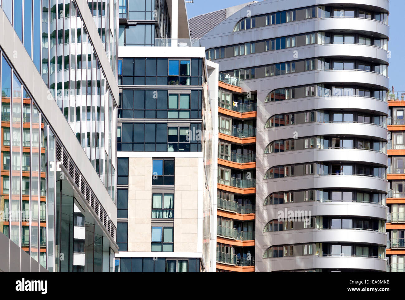 A variety of modern architecture styles at  Paddington Basin, London Stock Photo